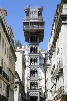 The famous Santa Justa elevator in Lisbon, Portugal