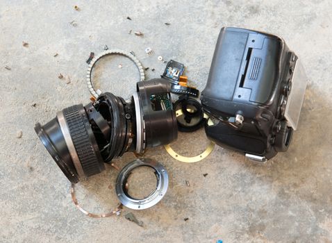 camera lens has been dropped and shattered 