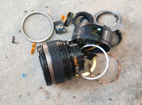 camera lens has been dropped and shattered 