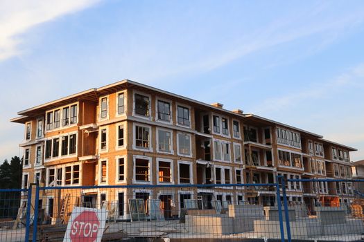 Coquitlam, BC Canada - August 24,  2014 : Brend new townhouse building with construction site in Coquitlam BC Canada.
