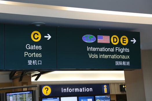 Direction sign inside YVR airport