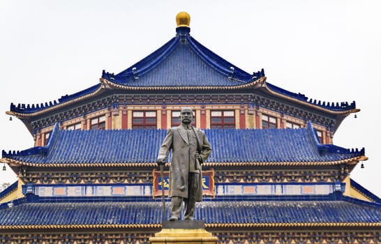 Sun Yat-Sen Memorial Guangzhou City Guangdong Province China.  Sun Yat-Sen's Memorial was constructed between 1929 to 1931 and is a memorial to the person, who inspired the Chinese revolution.  Sun Yat-Sen statue was constructed 1956.