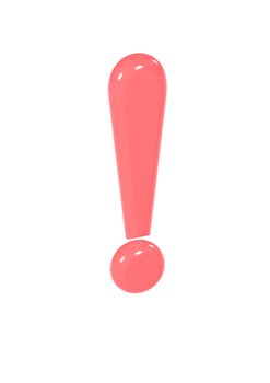 Three-dimensional red and brilliant exclamation mark. Conceptual illustration.