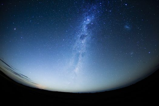 Night sky in the Southern hemisphere with milkway at moonrise