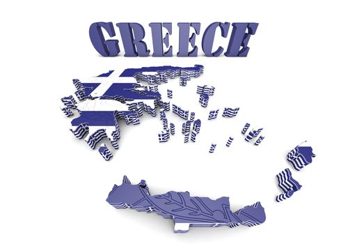 3d map illustration of Greece with flag and coat of arms