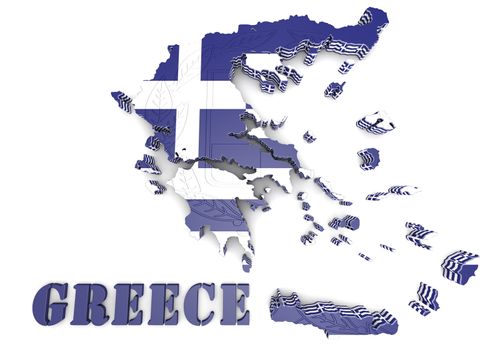 3d map illustration of Greece with flag and coat of arms