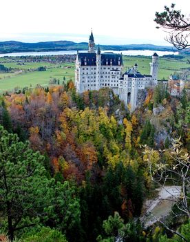 Castle of Neuschwanstein near Munich in Germany on an autumn day