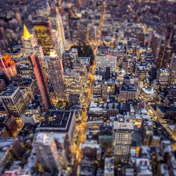 Top view of New York City, Tilt and Shift Blur