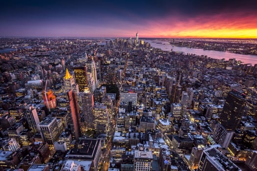 Top view of New York City, Tilt and Shift Blur