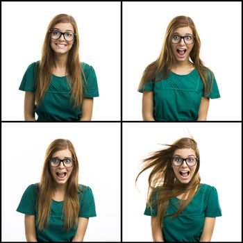 Portrait of a beautiful girl with a silly happy expression