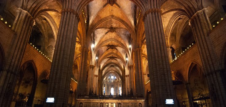 Touring a beautiful and old cathedral in Barcelona, in October.