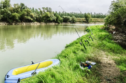 Beautiful evening at the river in Spain