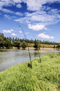 Beautiful evening at the river in Spain