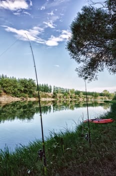 Beautiful evening at the river in Spain