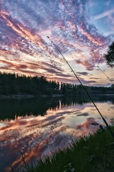 Beautiful evening at the river in Spain