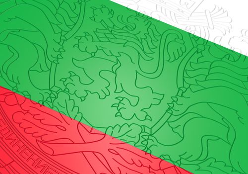 3d map illustration of Bulgaria with flag and coat of arms