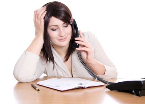 Incorrect use of employee work time. A woman speaks on the phone