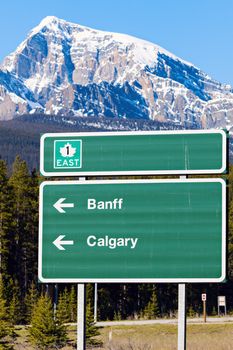 Sign in Banff National Park. Alberta, Canada.