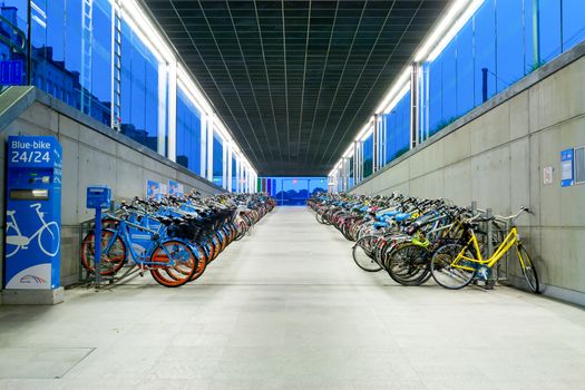 new bicycle parking with rental bikes