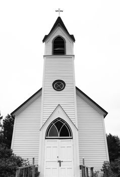 Rural White Church in the American Midwest Countryside