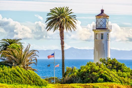 Point Vicente Lighthouse overlooking Catalina Island.