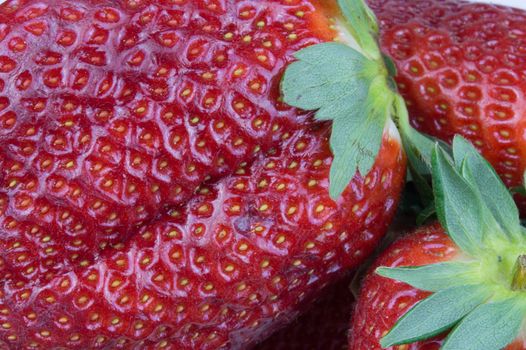 Strawberries on foreground macro view