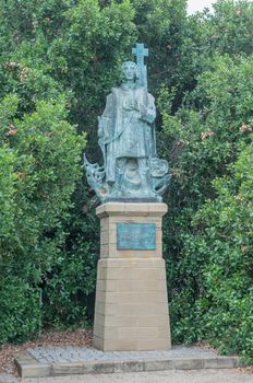 MOSSELBAY, SOUTH AFRICA - DECEMBER 30, 2014: Bronze statue of Bartolomeu Dias at the Dias Museum. Dias arrived at the Bay of Saint Blaise, later renamed Mosselbay, on 4 February 1488