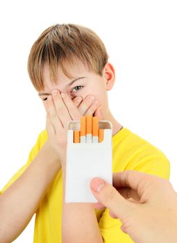 Kid refuse Cigarettes Isolated on the White Background