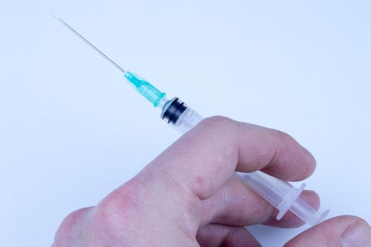 Disposable syringe ready for injection