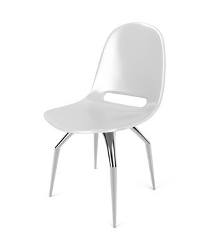 White plastic chair on white background