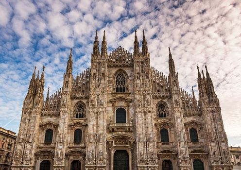 Facade of Milan Cathedral (Duomo di Milan) in the Morning, Milan, Italy