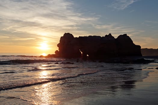 Sunset at Praia da Rocha in Portugal