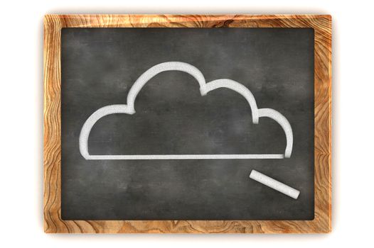 A Colourful 3d Rendered Concept Illustration showing a Cloud Drawn on a Blackboard