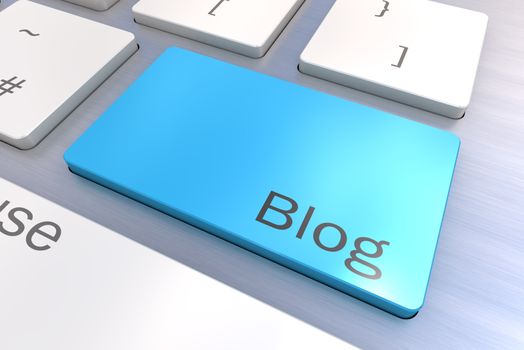 A Colourful 3d Rendered Illustration showing Blog on a Computer Keyboard