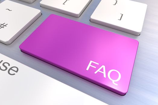 A Colourful 3d Rendered Illustration showing a FAQ Concept on a Computer Keyboard