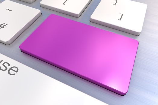 A Colourful 3d Rendered Illustration showing a Blank Purple Keyboard concept on a Computer Keyboard