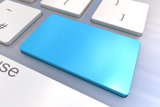 A Colourful 3d Rendered Illustration showing a Blank Blue Keyboard concept on a Computer Keyboard