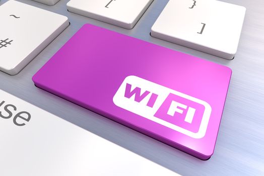 A Colourful 3d Rendered Illustration showing a Wifi Concept Keyboard