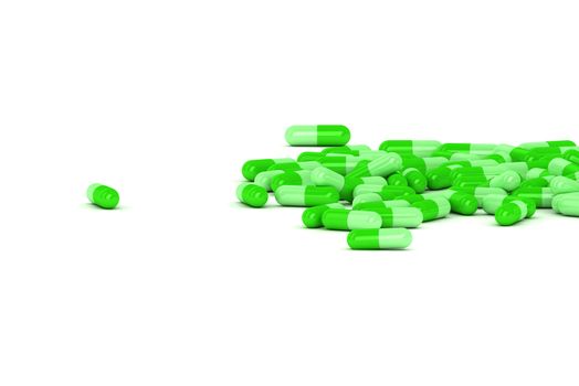 An Illustration of a Group of Green Medical Pills on a white background