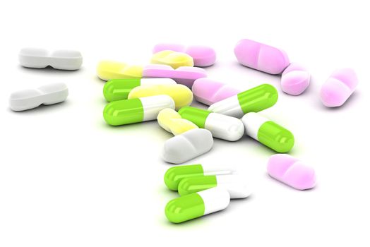 An Illustration of a Group of Pills on a white background