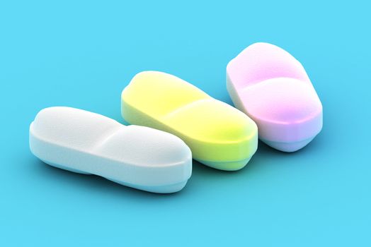 An Illustration of a Group of Pills on a blue background