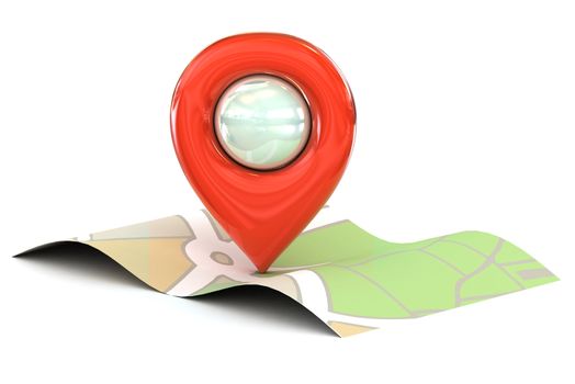 A Colourful 3d Rendered Map or GPS Marker Icon