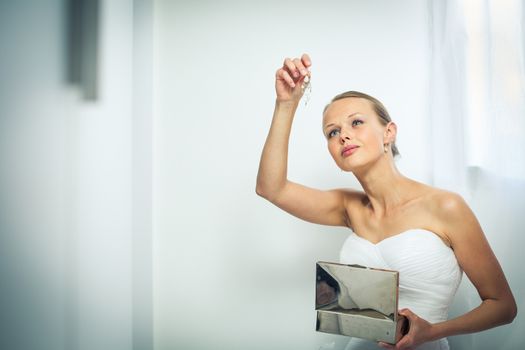 Beautiful bride getting ready for her wedding day