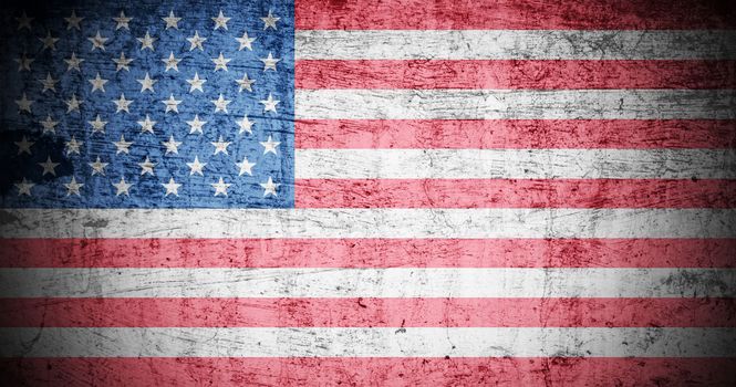 A Colourful Illustration on an American Flag in a Grunge Style