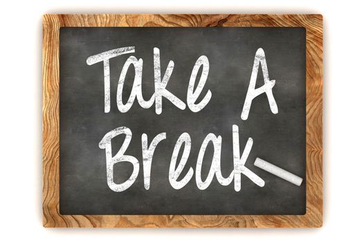A Colourful 3d Rendered Blackboard Illustration Showing 'Take a Break'