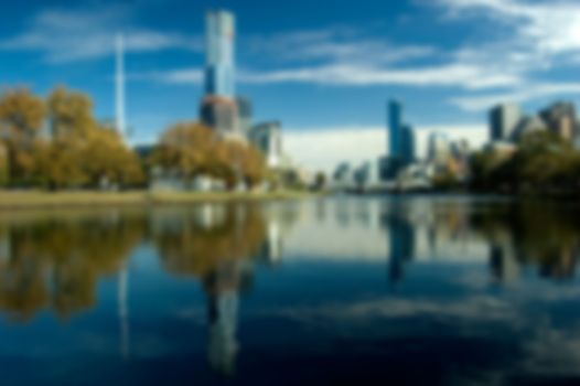 An Artistic Blurred Photo of a City Skyline (Melbourne)