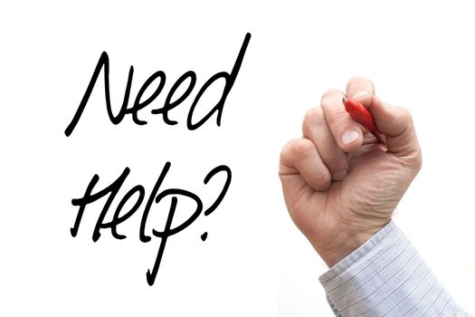 A Photo / Illustration of a Hand Writing 'Need Help'