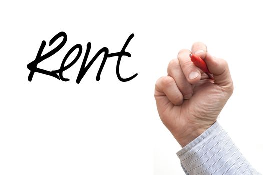 A Photo / Illustration of a Hand Writing 'Rent'
