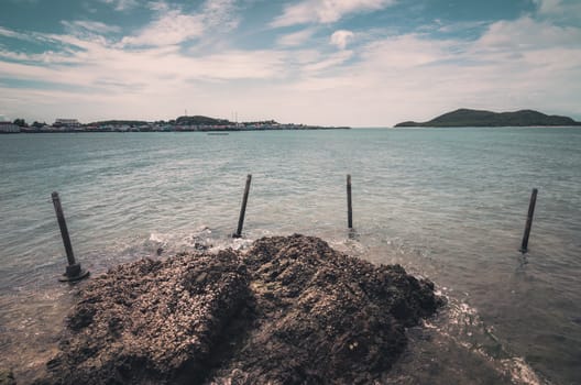 Green island and sea nature landscape in Thailand vintage