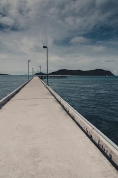 Green island road concrete and sea nature landscape in Thailand vintage